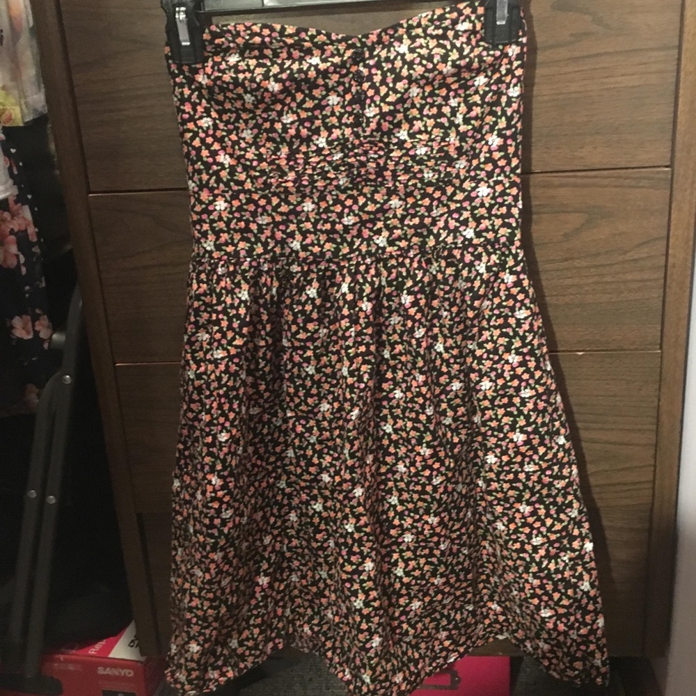 Women’s Floral Print Strapless Mini Dress - Small